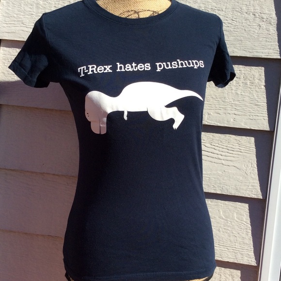 Like New Next Level Apparel T-Rex hates pushups cotton navy t-shirt Junior’s M - Picture 1 of 6